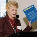 Mary Jo Kroeber, FRCNA, RCNA President , launching 'Collegian'; the Journal of the Royal College of Nursing, Australia in 1994